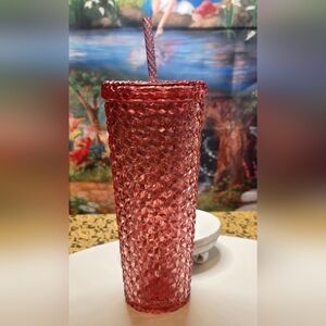 Holiday Time 26 Ounce Plastic Textured Double Wall Tumbler with Straw [ Read